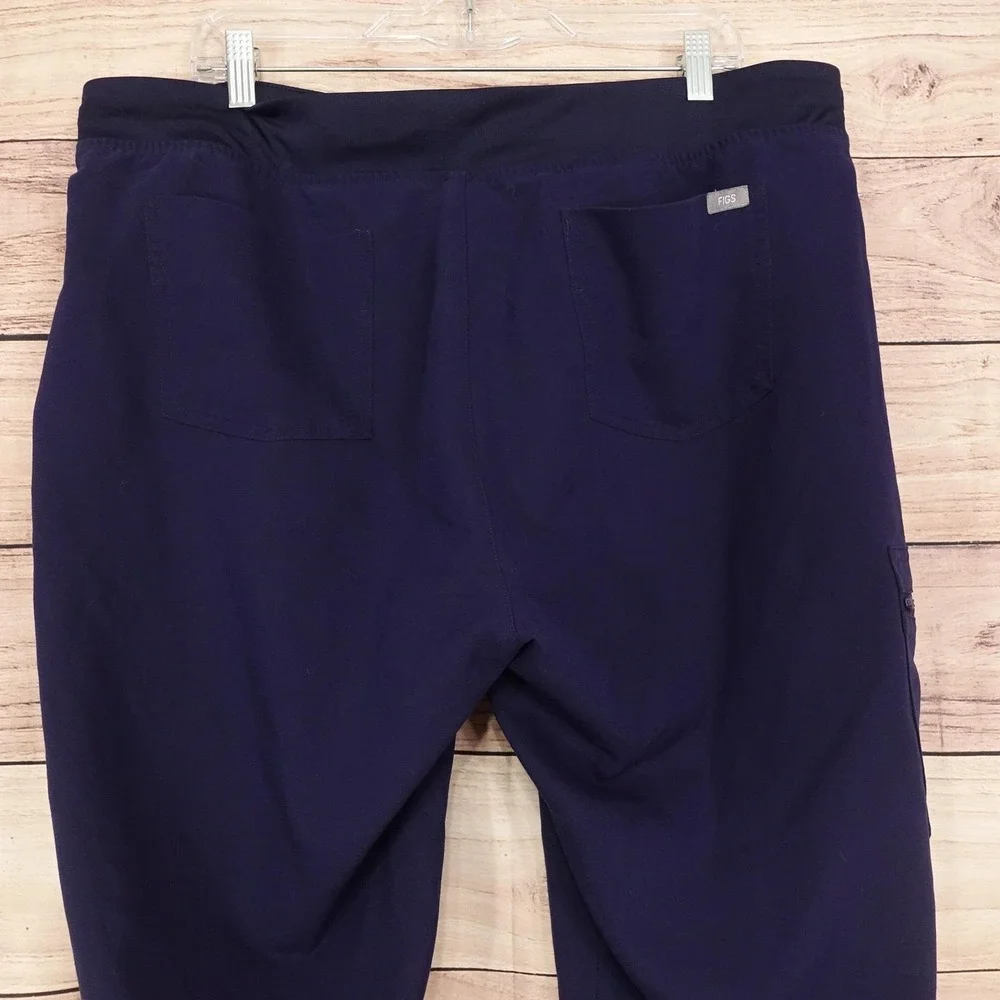 FIGS Scrub Pants Womens 2XL Blue Jogger Cargo Drawstring Elastic Waist SCRUBS